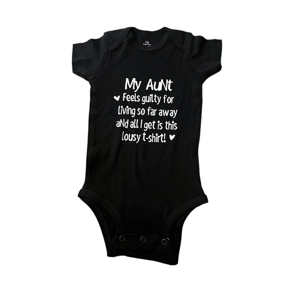 Other - New! Black Baby Onesie with Fun Print Size 12M